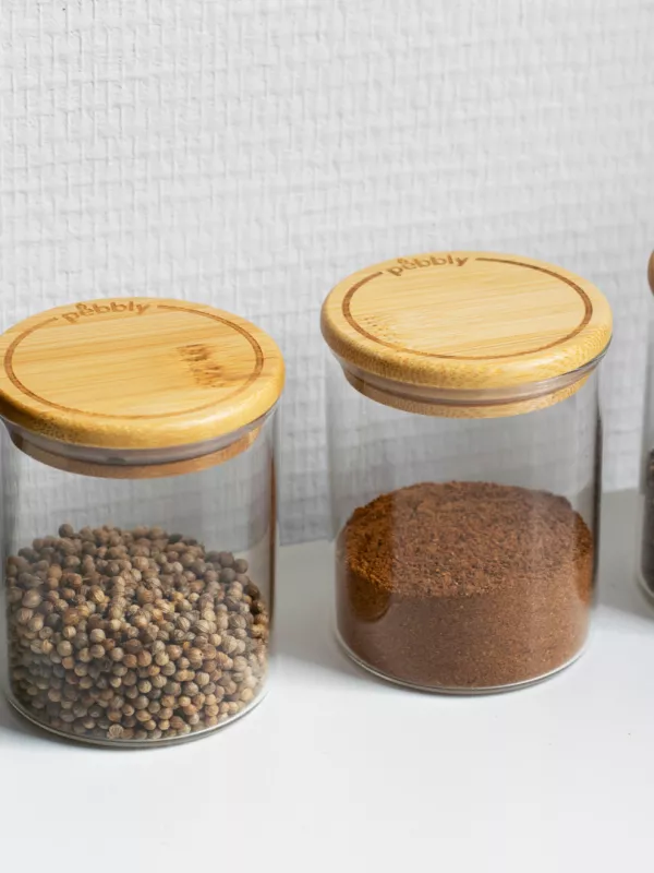 Produit Pots à épices verre & couvercle Bambou Pebbly Image