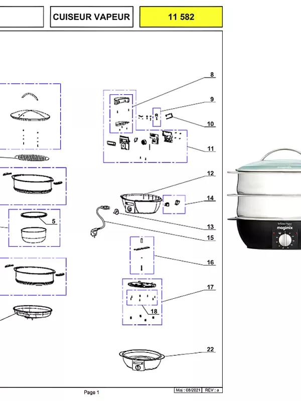 Produit Pièces détachées Cuit vapeur MAGIMIX et cuit vapeur ADT Image