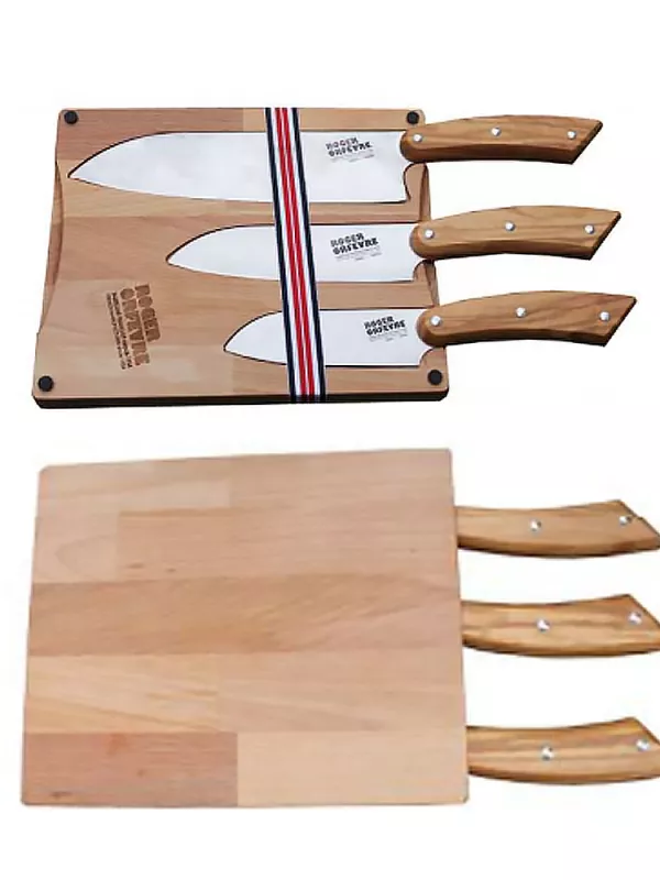 Produit Planche à Découper Bois + 3 Couteaux Santoku Roger Orfevre Image