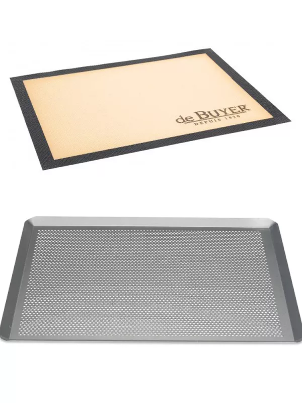 Produit Lot plaque pâtisserie perforée Malis + Toile pâtissière De Buyer Image