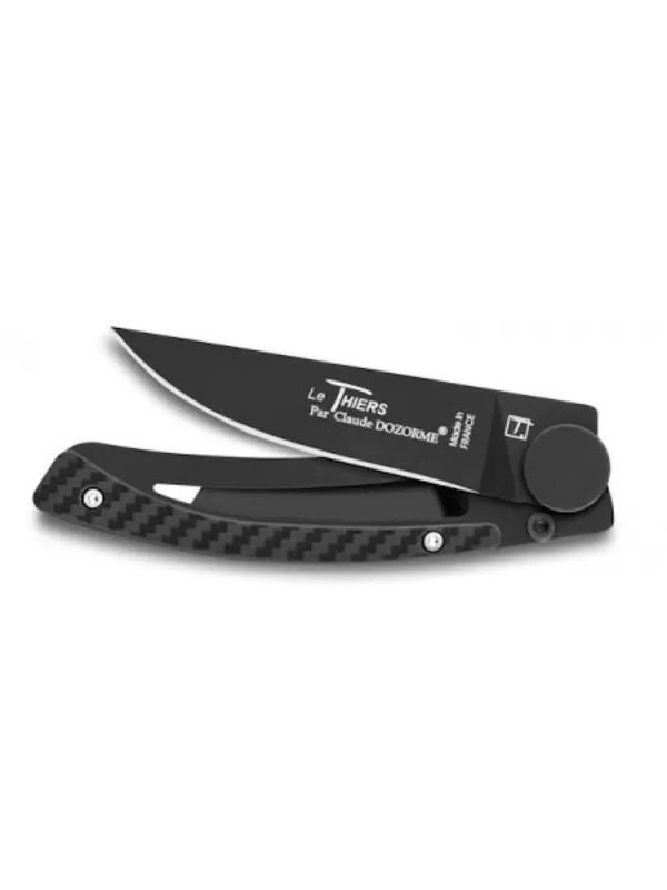 Produit Couteau de poche Liner Lock Le Thiers Manche Carbone Lame Noire Claude Dozorme Image