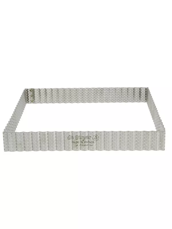 Produit Cercle à tarte carré cannelé inox perforé De Buyer Image