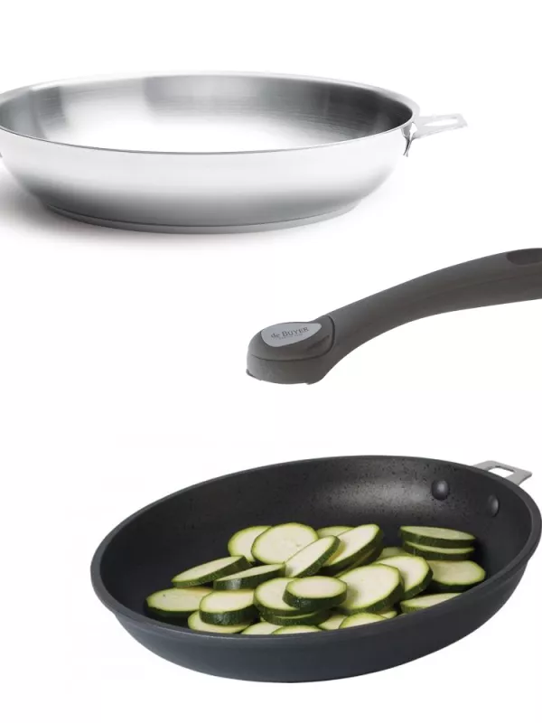 Produit Duo pratique Poêle Twisty inox et Poêle Choc Intense amovible anti-adhésive De Buyer Image